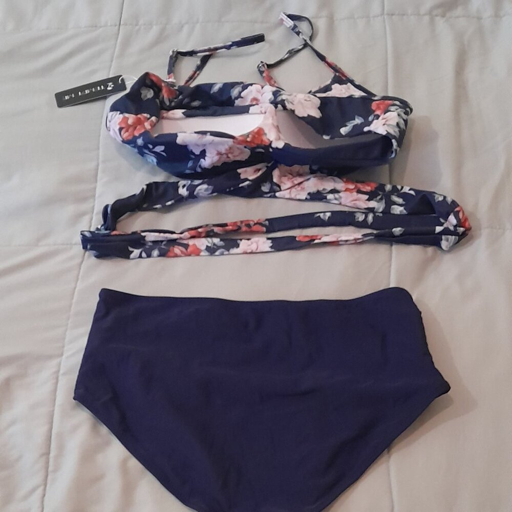 Tempt Me Womens Two-Piece Bikini High Waist Blue L - Picture 5 of 5
